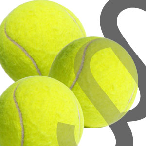 drei Tennisbälle mit stilisiertem Paragraphenzeichen